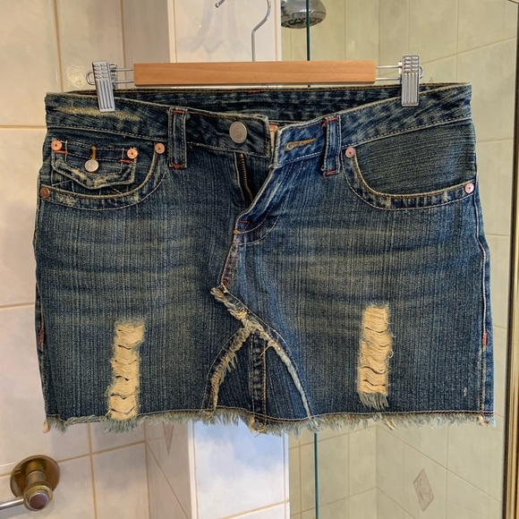 True Religion Dresses & Skirts - Distressed jeans skirt